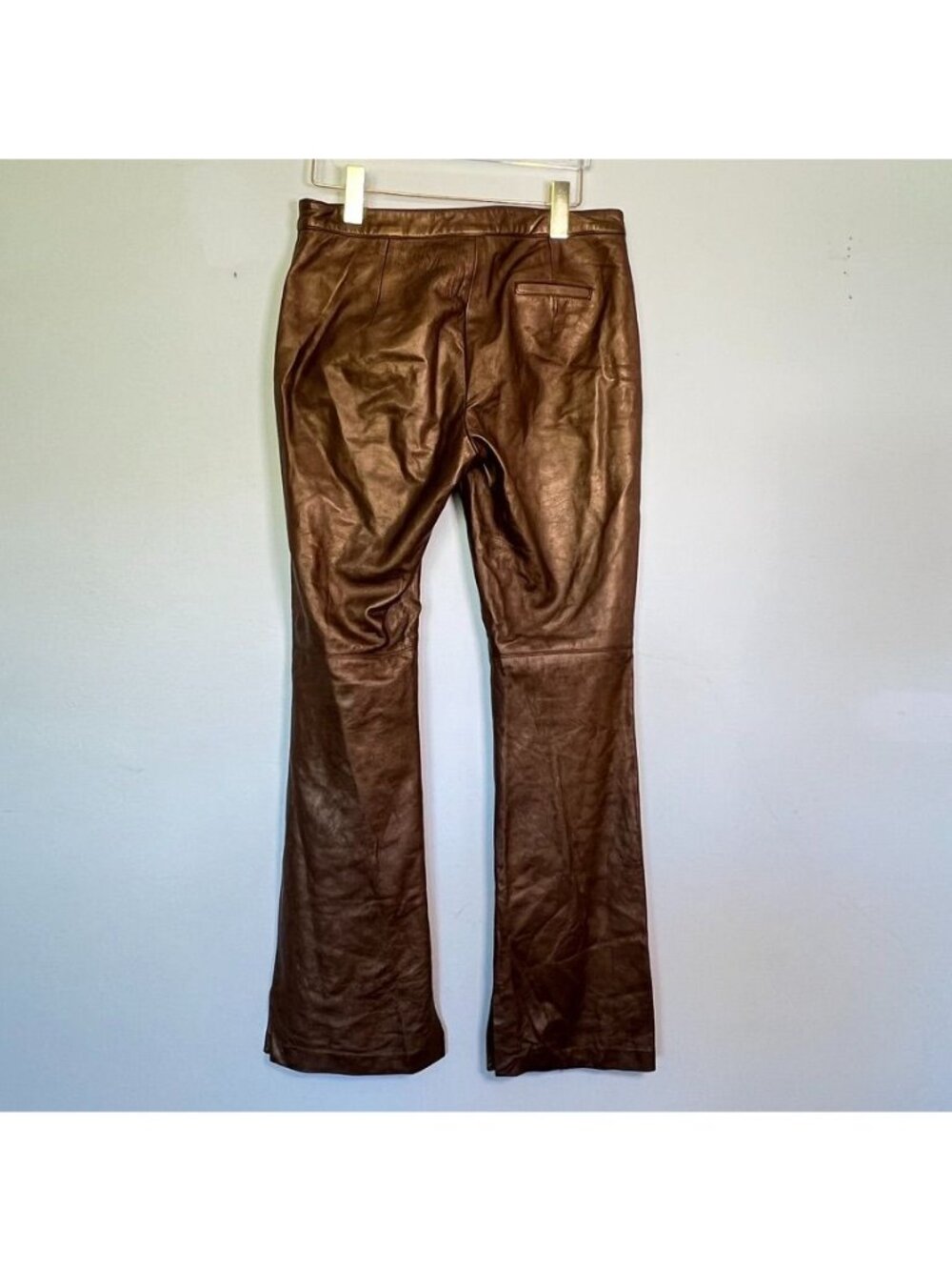Vintage Laundry Shelli Segal Leather Pants Copper Bootcut 8 Buttery Soft Chic - Picture 5 of 16